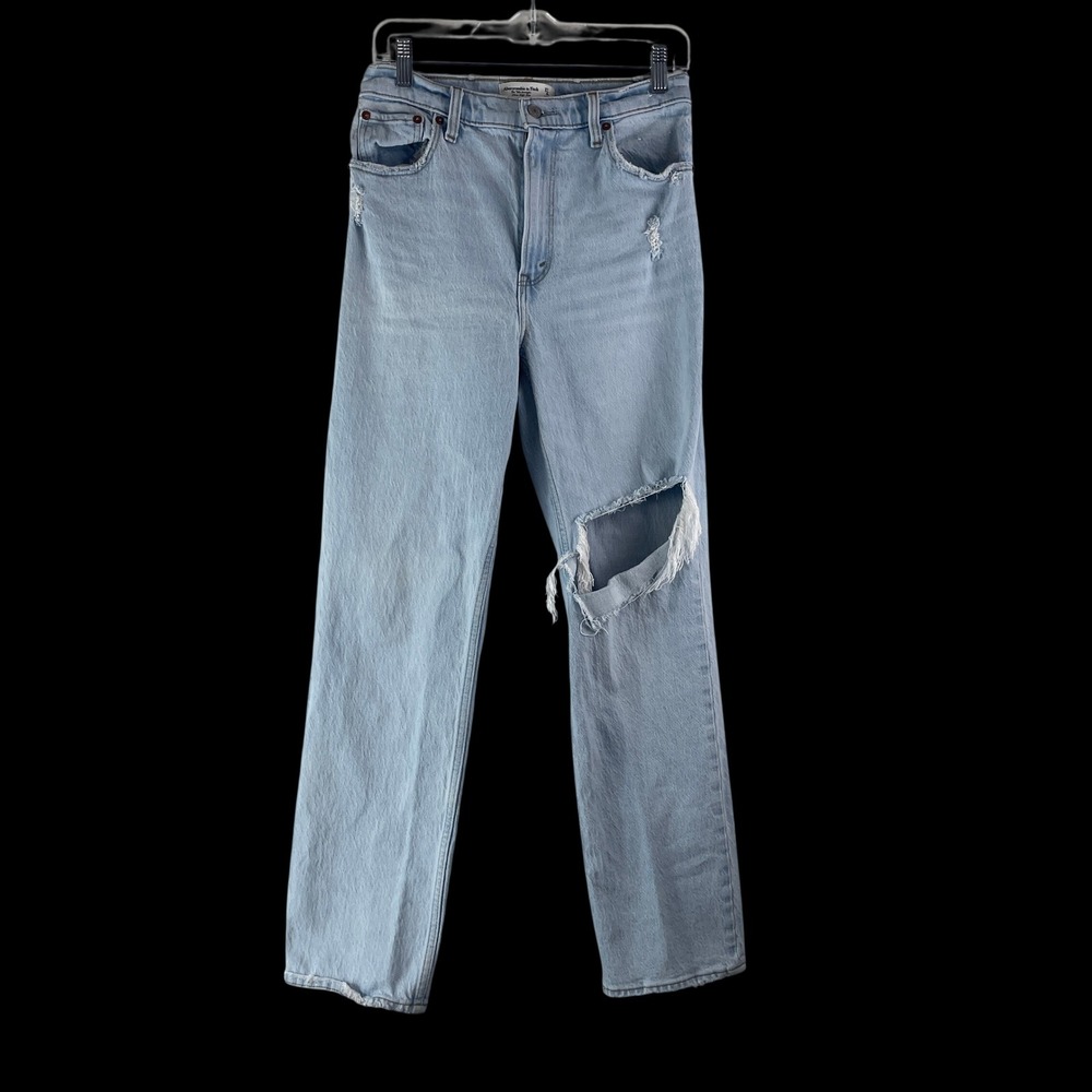 Abercrombie & Fitch 90s Straight Jeans 27 4R‎ Light Wash Distressed High Rise
